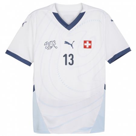 Kandiny Hombre Camiseta Suiza Miguel Reichmuth #13 Blanco 2ª Equipación 24-26 La Camisa Chile