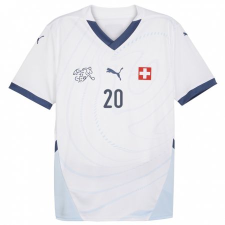 Kandiny Hombre Camiseta Suiza Michel Aebischer #20 Blanco 2ª Equipación 24-26 La Camisa Chile