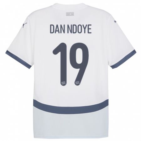 Kandiny Hombre Camiseta Suiza Dan Ndoye #19 Blanco 2ª Equipación 24-26 La Camisa Chile