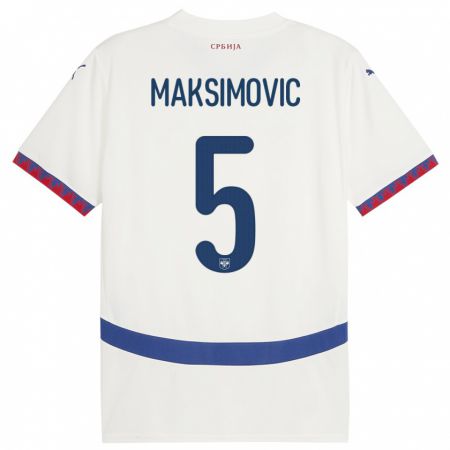 Kandiny Hombre Camiseta Serbia Nemanja Maksimovic #5 Blanco 2ª Equipación 24-26 La Camisa Chile