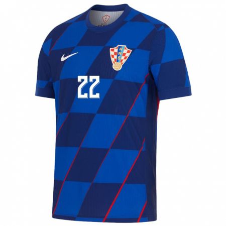 Kandiny Hombre Camiseta Croacia Anela Lubina #22 Azul 2ª Equipación 24-26 La Camisa Chile