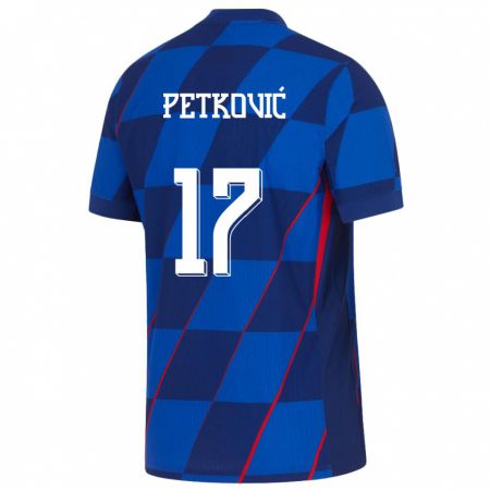 Kandiny Hombre Camiseta Croacia Bruno Petkovic #17 Azul 2ª Equipación 24-26 La Camisa Chile