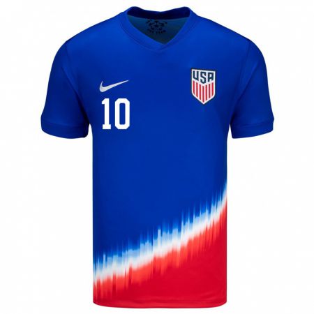Kandiny Hombre Camiseta Estados Unidos Christian Pulisic #10 Azul 2ª Equipación 24-26 La Camisa Chile
