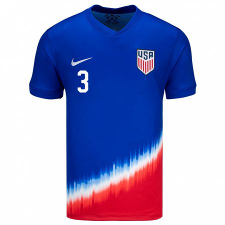 Kandiny Hombre Camiseta Estados Unidos Nolan Norris #3 Azul 2ª Equipación 24-26 La Camisa Chile