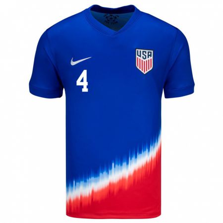 Kandiny Hombre Camiseta Estados Unidos Becky Sauerbrunn #4 Azul 2ª Equipación 24-26 La Camisa Chile