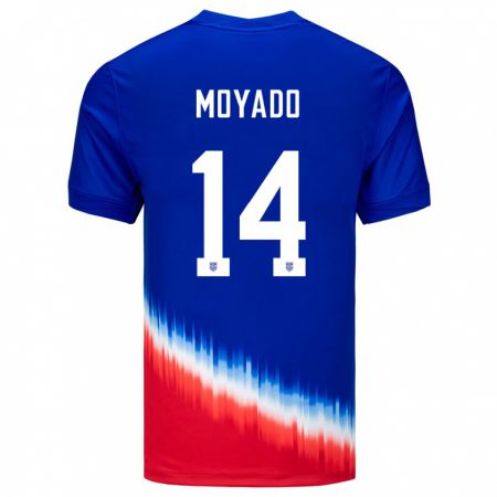 Kandiny Hombre Camiseta Estados Unidos Bryan Moyado #14 Azul 2ª Equipación 24-26 La Camisa Chile