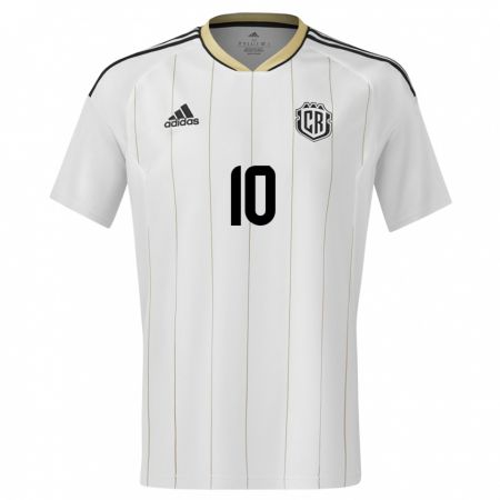 Kandiny Hombre Camiseta Costa Rica Brandon Aguilera #10 Blanco 2ª Equipación 24-26 La Camisa Chile