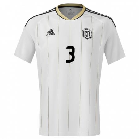 Kandiny Hombre Camiseta Costa Rica Maria Coto #3 Blanco 2ª Equipación 24-26 La Camisa Chile