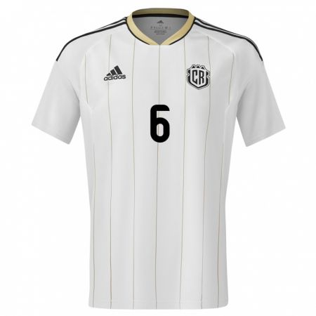 Kandiny Hombre Camiseta Costa Rica Oscar Duarte #6 Blanco 2ª Equipación 24-26 La Camisa Chile