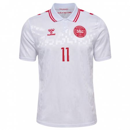 Kandiny Hombre Camiseta Dinamarca Katrine Veje #11 Blanco 2ª Equipación 24-26 La Camisa Chile