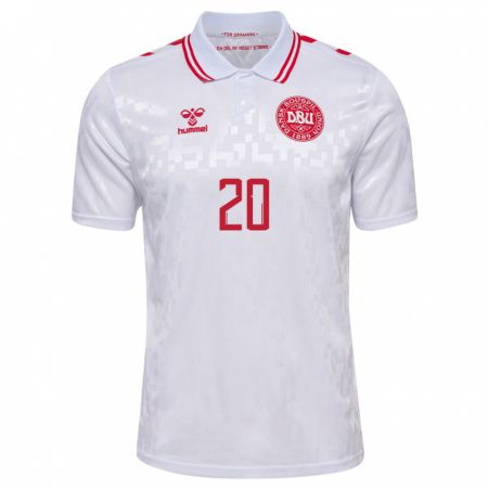 Kandiny Hombre Camiseta Dinamarca Caroline Møller #20 Blanco 2ª Equipación 24-26 La Camisa Chile