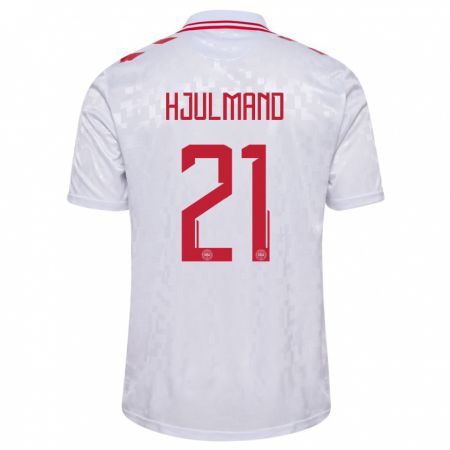 Kandiny Hombre Camiseta Dinamarca Morten Hjulmand #21 Blanco 2ª Equipación 24-26 La Camisa Chile