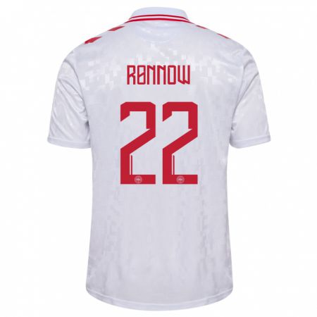 Kandiny Hombre Camiseta Dinamarca Frederik Rønnow #22 Blanco 2ª Equipación 24-26 La Camisa Chile