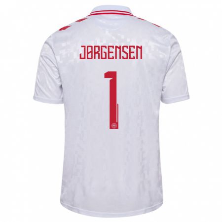 Kandiny Hombre Camiseta Dinamarca Filip Jørgensen #1 Blanco 2ª Equipación 24-26 La Camisa Chile