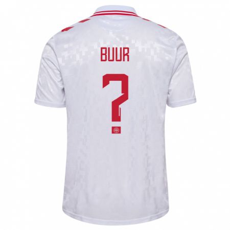 Kandiny Hombre Camiseta Dinamarca Oscar Buur #0 Blanco 2ª Equipación 24-26 La Camisa Chile