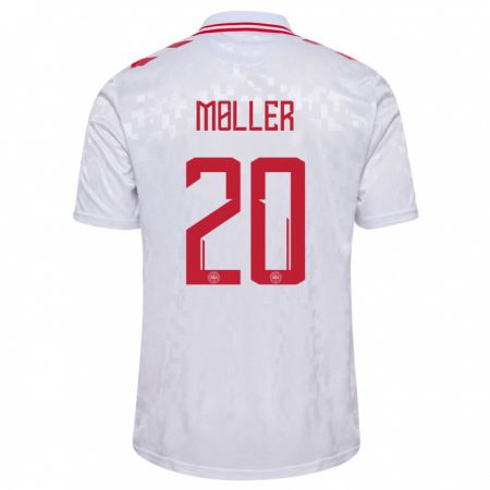 Kandiny Hombre Camiseta Dinamarca Caroline Møller #20 Blanco 2ª Equipación 24-26 La Camisa Chile