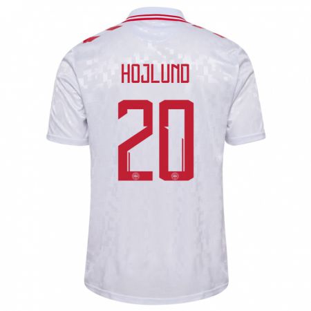 Kandiny Hombre Camiseta Dinamarca Rasmus Hojlund #20 Blanco 2ª Equipación 24-26 La Camisa Chile