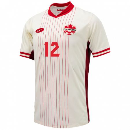 Kandiny Hombre Camiseta Canadá Jacen Russell-Rowe #12 Blanco 2ª Equipación 24-26 La Camisa Chile