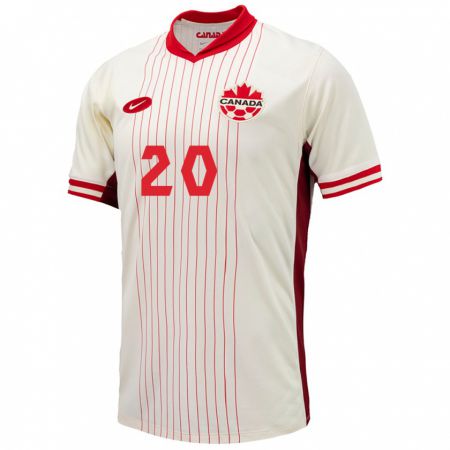 Kandiny Hombre Camiseta Canadá Ali Ahmed #20 Blanco 2ª Equipación 24-26 La Camisa Chile