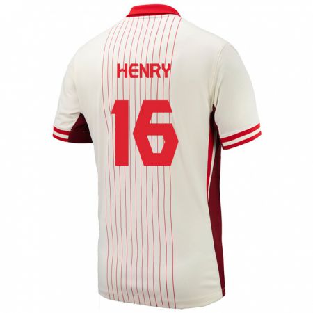 Kandiny Hombre Camiseta Canadá Maël Henry #16 Blanco 2ª Equipación 24-26 La Camisa Chile