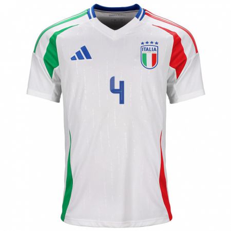 Kandiny Hombre Camiseta Italia Lucia Di Guglielmo #4 Blanco 2ª Equipación 24-26 La Camisa Chile