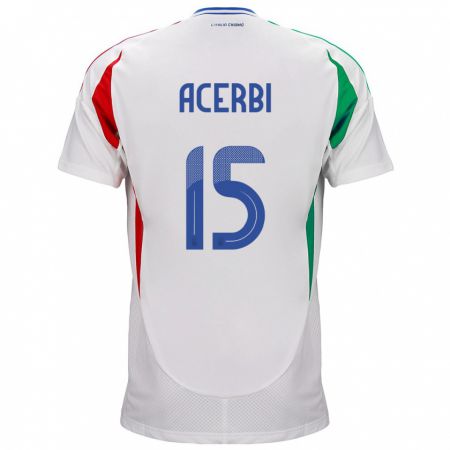 Kandiny Hombre Camiseta Italia Francesco Acerbi #15 Blanco 2ª Equipación 24-26 La Camisa Chile