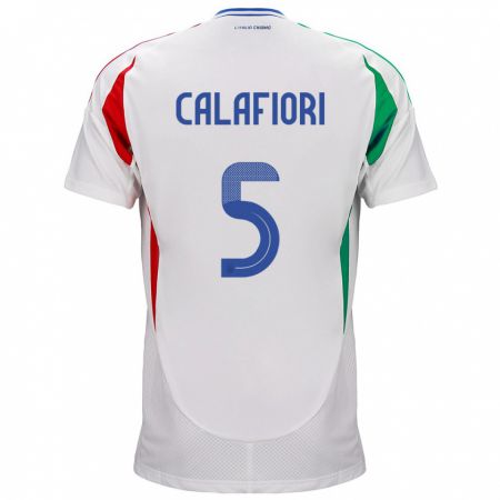 Kandiny Hombre Camiseta Italia Riccardo Calafiori #5 Blanco 2ª Equipación 24-26 La Camisa Chile