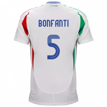 Kandiny Hombre Camiseta Italia Giovanni Bonfanti #5 Blanco 2ª Equipación 24-26 La Camisa Chile