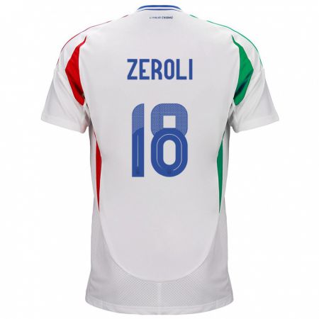 Kandiny Hombre Camiseta Italia Kevin Zeroli #18 Blanco 2ª Equipación 24-26 La Camisa Chile