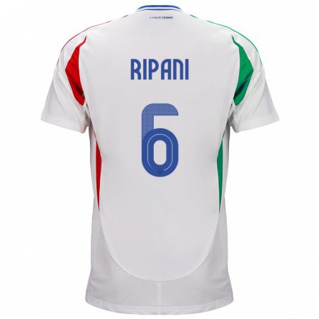 Kandiny Hombre Camiseta Italia Diego Ripani #6 Blanco 2ª Equipación 24-26 La Camisa Chile