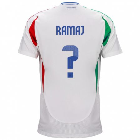 Kandiny Hombre Camiseta Italia Gabriel Ramaj #0 Blanco 2ª Equipación 24-26 La Camisa Chile