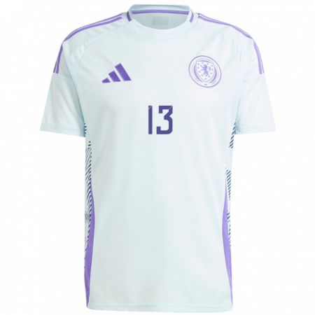 Kandiny Hombre Camiseta Escocia Jack Hendry #13 Azul Menta Claro 2ª Equipación 24-26 La Camisa Chile