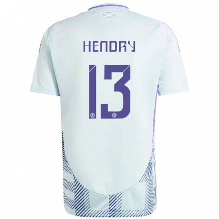 Kandiny Hombre Camiseta Escocia Jack Hendry #13 Azul Menta Claro 2ª Equipación 24-26 La Camisa Chile