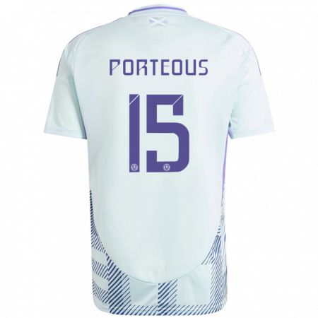 Kandiny Hombre Camiseta Escocia Ryan Porteous #15 Azul Menta Claro 2ª Equipación 24-26 La Camisa Chile
