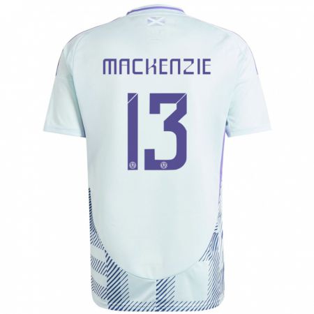 Kandiny Hombre Camiseta Escocia Zander Mackenzie #13 Azul Menta Claro 2ª Equipación 24-26 La Camisa Chile