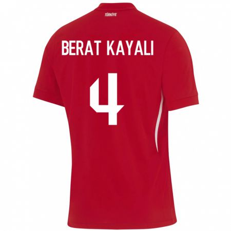 Kandiny Hombre Camiseta Turquía Hasan Berat Kayalı #4 Rojo 2ª Equipación 24-26 La Camisa Chile