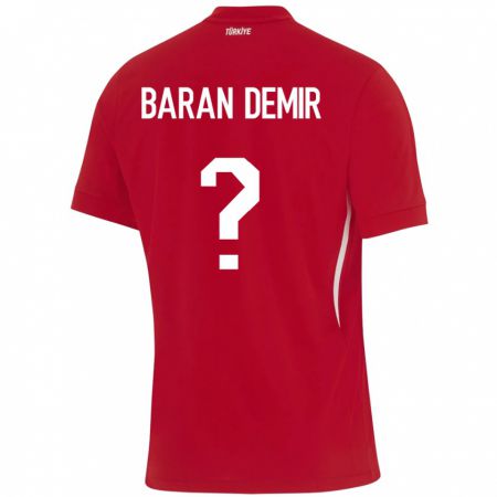 Kandiny Hombre Camiseta Turquía Tuna Baran Demir #0 Rojo 2ª Equipación 24-26 La Camisa Chile
