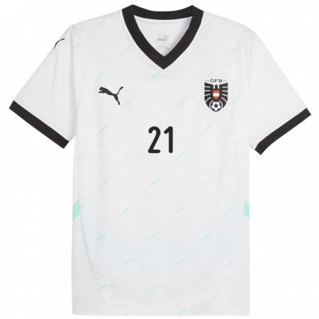 Kandiny Hombre Camiseta Austria Isabella Kresche #21 Blanco 2ª Equipación 24-26 La Camisa Chile