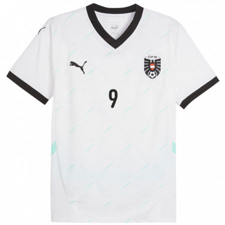 Kandiny Hombre Camiseta Austria Eileen Campbell #9 Blanco 2ª Equipación 24-26 La Camisa Chile