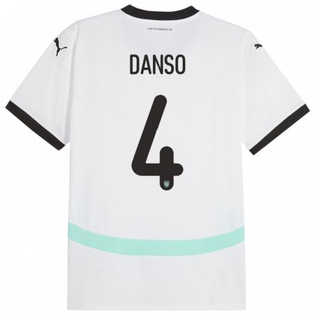 Kandiny Hombre Camiseta Austria Kevin Danso #4 Blanco 2ª Equipación 24-26 La Camisa Chile