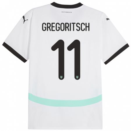 Kandiny Hombre Camiseta Austria Michael Gregoritsch #11 Blanco 2ª Equipación 24-26 La Camisa Chile