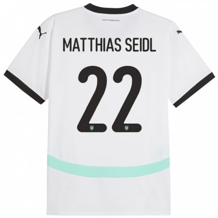 Kandiny Hombre Camiseta Austria Matthias Seidl #22 Blanco 2ª Equipación 24-26 La Camisa Chile