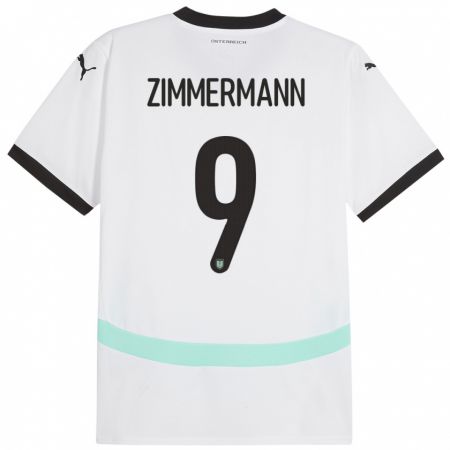 Kandiny Hombre Camiseta Austria Bernhard Zimmermann #9 Blanco 2ª Equipación 24-26 La Camisa Chile