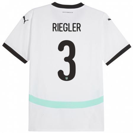 Kandiny Hombre Camiseta Austria David Riegler #3 Blanco 2ª Equipación 24-26 La Camisa Chile