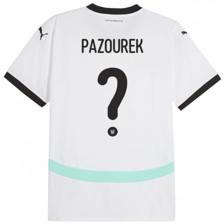 Kandiny Hombre Camiseta Austria Luca Pazourek #0 Blanco 2ª Equipación 24-26 La Camisa Chile