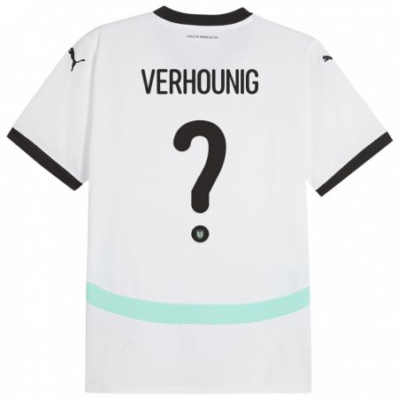 Kandiny Hombre Camiseta Austria Phillip Verhounig #0 Blanco 2ª Equipación 24-26 La Camisa Chile