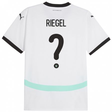 Kandiny Hombre Camiseta Austria Adrian Riegel #0 Blanco 2ª Equipación 24-26 La Camisa Chile