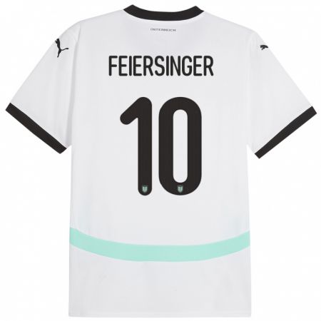 Kandiny Hombre Camiseta Austria Laura Feiersinger #10 Blanco 2ª Equipación 24-26 La Camisa Chile