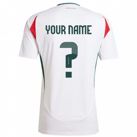 Kandiny Hombre Camiseta Hungría Su Nombre #0 Blanco 2ª Equipación 24-26 La Camisa Chile
