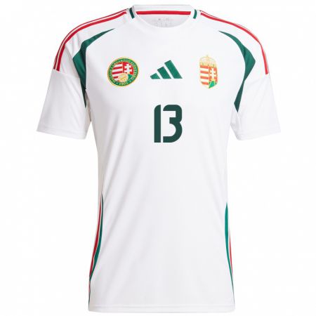 Kandiny Hombre Camiseta Hungría Levente Bősze #13 Blanco 2ª Equipación 24-26 La Camisa Chile